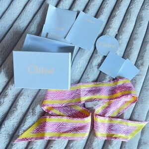 Chloé Pink and Yellow Patterned Scarf